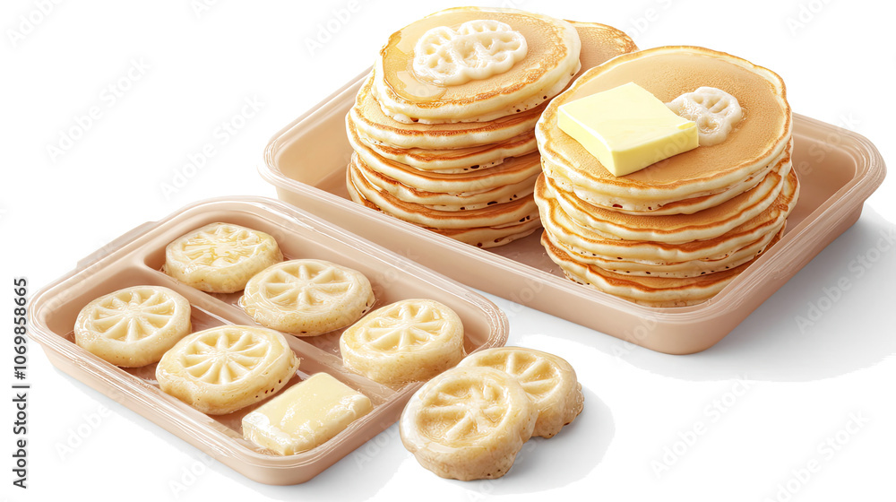 Poster pancakes with butter on a clear background generative ai