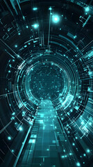Fototapeta premium Abstract futuristic tunnel with glowing lights.
