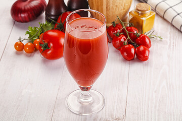Fresh Tomato juice in the glass