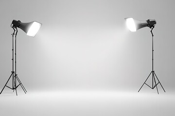Two studio lights ready for photoshoot