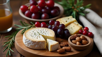 A festive cheese board filled with holiday flavors and colors, perfect for gatherings. AI-generated	