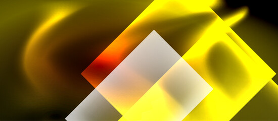 Obraz premium Glass squares with neon shiny light abstract background