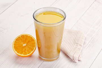 Sweet fresh orange juice in the glass