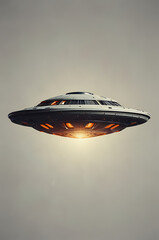 Minimalistic icon of a UFO symbol representing alien life and outer space on white background.