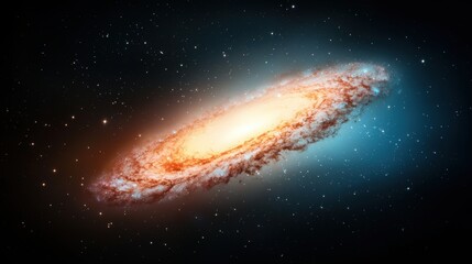 Naklejka premium A giant, swirling galaxy with vibrant colors, nebulas, and star clusters, conveying the awe inspiring beauty and infinite scale of the universe.