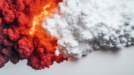 Fototapeta premium Organic peroxide reacting with fire, depicted in an abstract, slow-motion style to emphasize the energy release