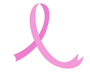 Pink ribbon as a symbol of the fight against female breast cancer. Isolated image. Icon for design and handouts. Isolate on a white background. Vector graphics