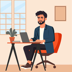 Guy working from home in his laptop