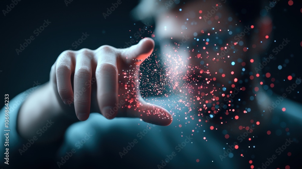 Poster A business professional interacting with a holographic AI assistant projecting charts and data analysis, showcasing the potential of AI to enhance decision making and productivity.