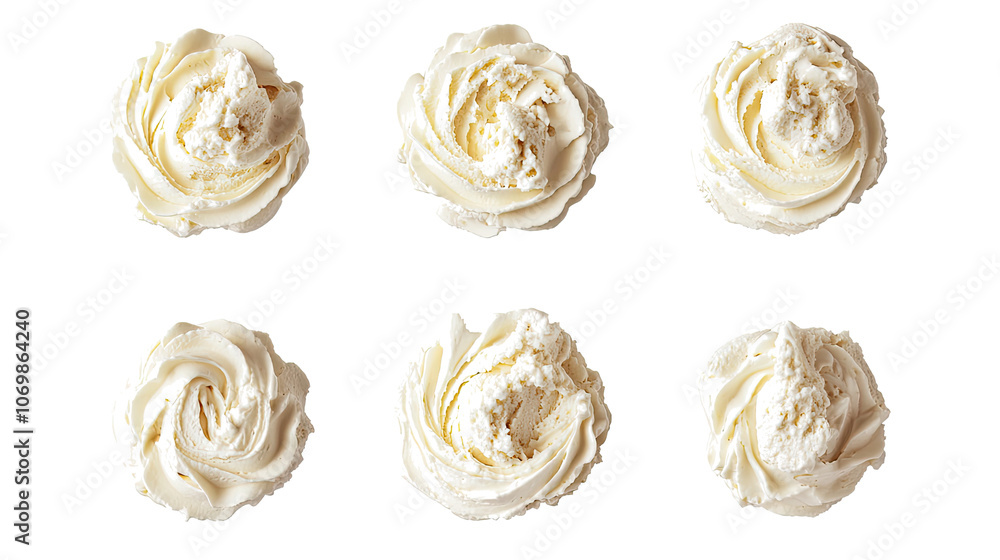 Poster top views of various sour creams displayed on a transparent background generative ai
