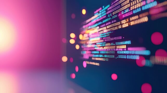 A close up shot of a computer screen filled with colorful lines of code, highlighting the syntax of a popular programming language like Python or JavaScript.