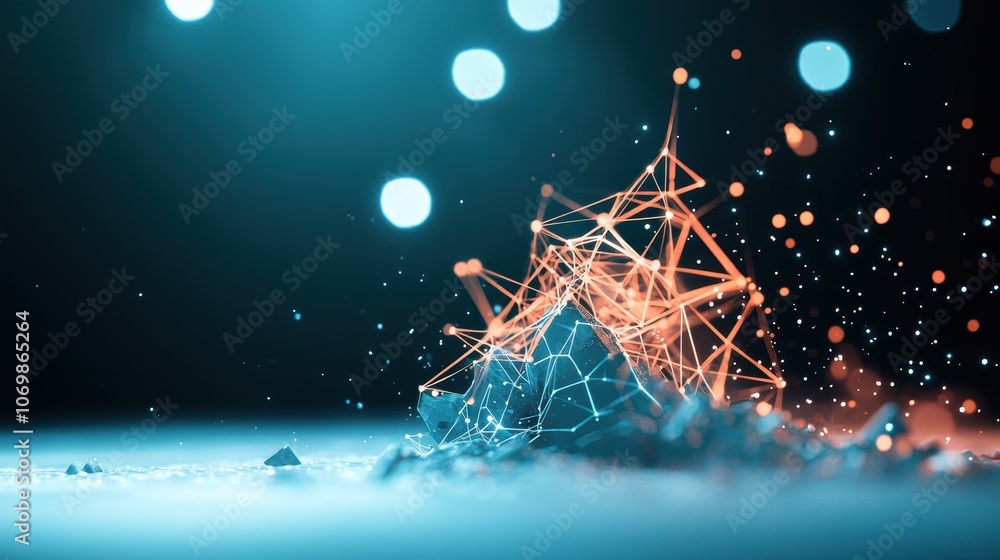 Poster a futuristic background with glowing neural networks and data visualizations, representing the power