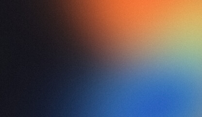 Vibrant colors grainy gradient backdrop. Abstract soft teal orange blue color noisy gradient texture, summer poster design, glowing, bright, shine color flow, noise texture, banner