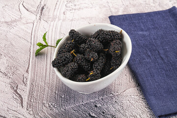 Juicy sweet mulberry in the bowl