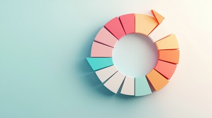 Obraz premium A circular arrow with different segments representing stages in a process, cycle, or workflow, ideal for infographics and presentations.