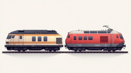 Colorful Cargo Transport Train Designs on White Background