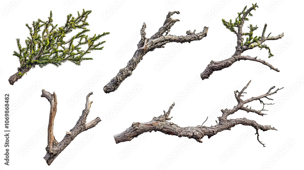 Poster unique tree branches on a transparent background generative ai