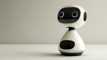 Obraz premium White Robot with Blue Eyes and a Smiling Face