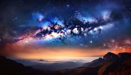 Fototapeta premium Expansive night sky showcasing stars, galaxies, and nebulae, capturing the vastness and mystery of the universe and space