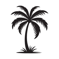Obraz premium Black Palm Tree Silhouette Vector | Tropical Tree Design Illustration