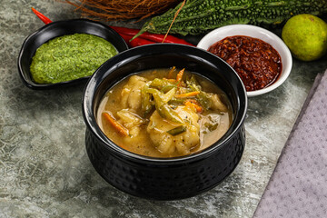 Chinese wonton soup with dumplings