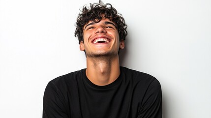 Fototapeta premium Young Brazilian Man Laughing Heartily
