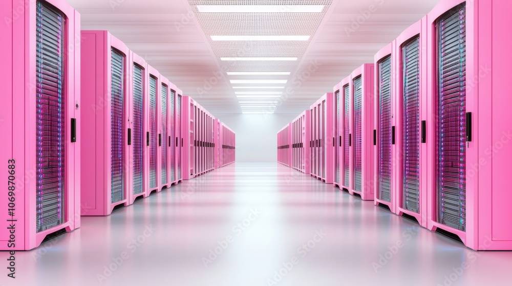 Poster a server room with rows of glowing servers and network equipment, highlighting the physical infrastr