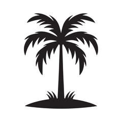 Black Palm Tree Silhouette Vector | Tropical Tree Design Illustration