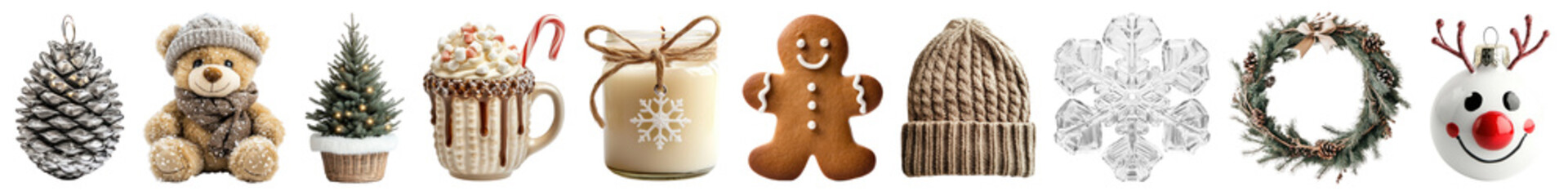 Fototapeta premium Christmas festive png cut out element set