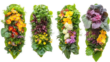 Colorful Vertical Garden Walls With Flowers and Greenery Generative AI