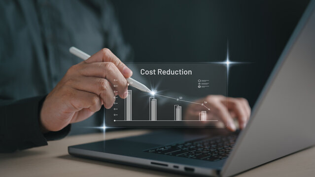 Industry manufacturing lean optimization. Decreasing business expenses to maximize profits and financial situation for long-term investment. Company or business cost payment lean reduction breakdown.