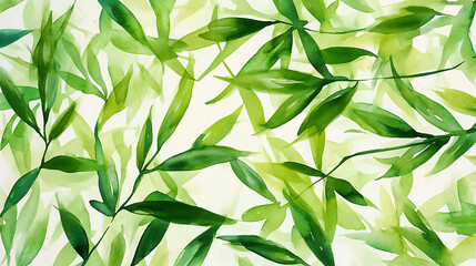 Obraz premium Watercolor bamboo leaves create serene and calming background