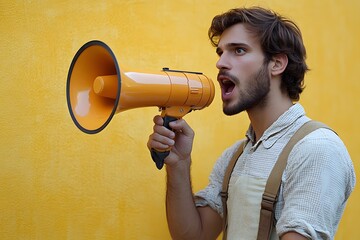 Man Holding Megaphone