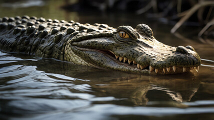 Obraz premium Close-up of a Crocodile in Natural Habitat
