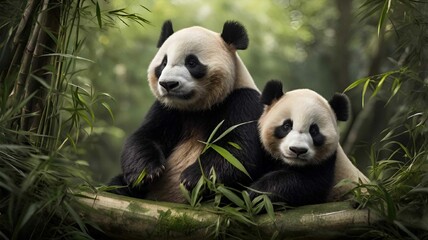 Obraz premium Panda in a Bamboo Forest