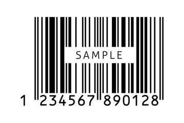 SAMPLEの文字と13桁の日本規格のバーコードのJANコードのダミー素材 - シンプルなサンプル画像