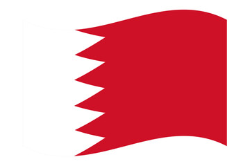 Vector illustration of wavy Bahrain flag on transparent background