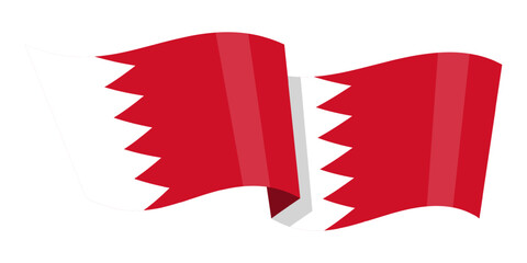 Vector illustration of wavy Bahrain flag on transparent background