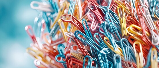 Colorful Paper Clips Close Up.