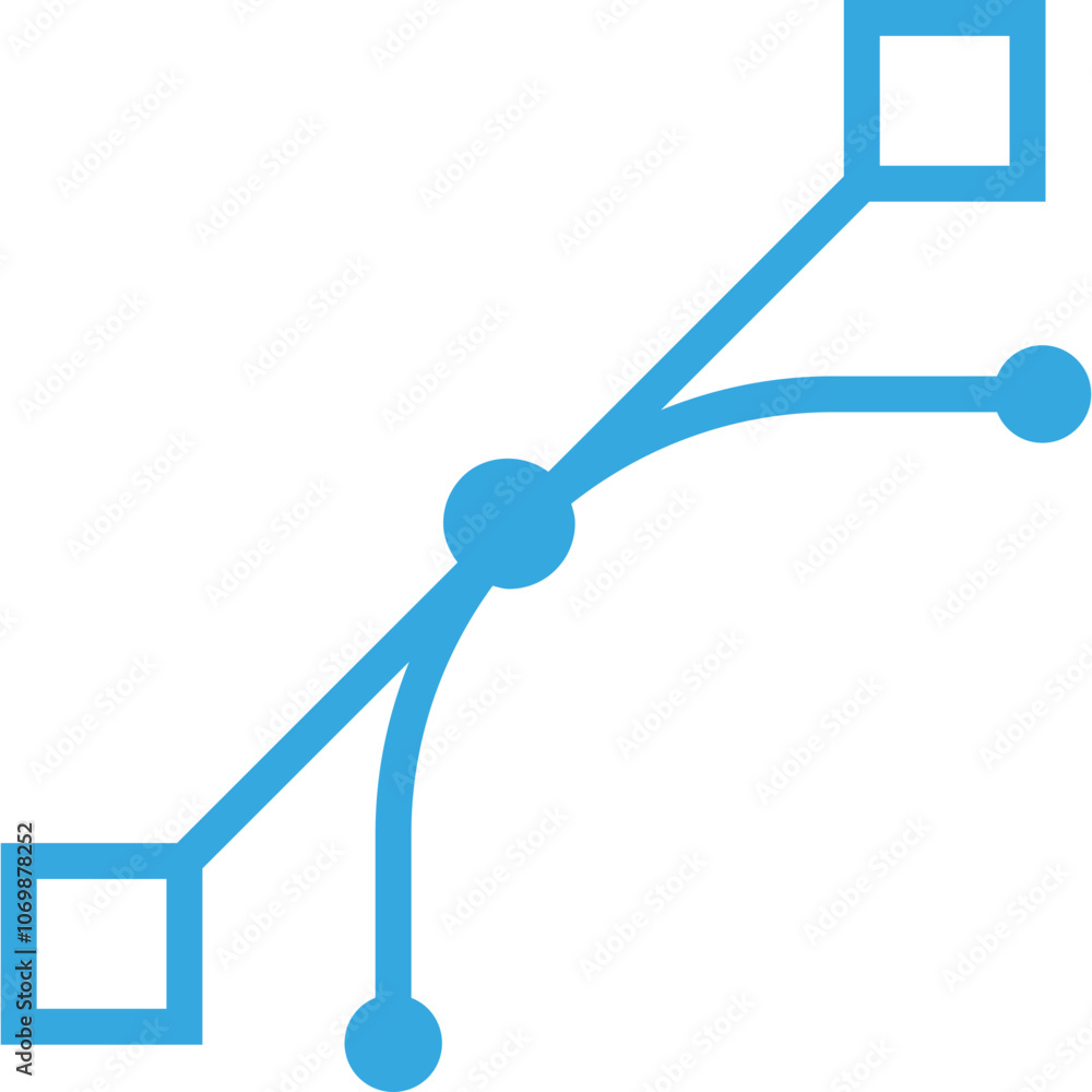 Poster vector graphic design tool showcasing a path with handles and anchor points used in digital illustra