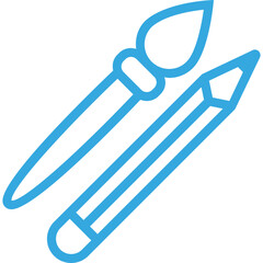 Art Supplies Featuring a Paintbrush and a Pencil on a Simple Background, Symbolizing Creativity and Artistic Expression in Design