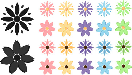 Flower icons set