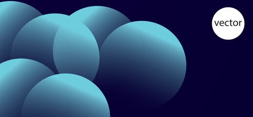 Blue banner abstract, spheres, shades of blue, lighting, minimalistic, digital art, clean, smooth, gradient background