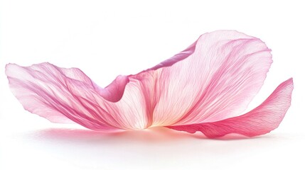 large, beautiful, most realistic soft pink petal on a white background. macro photography.