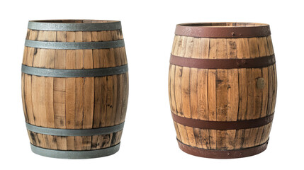 Fototapeta premium Wooden Oak Barrels Isolated on Transparent Background for Design Use Generative AI