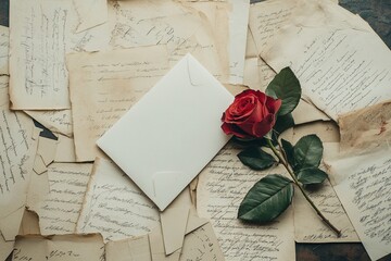 Vintage letter and roses evoke romantic