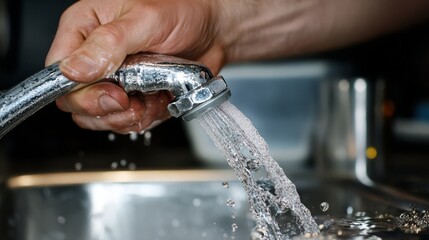 water pouring into a faucet