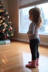 A beautiful holiday setting with a fireplace glowing softly, a Christmas tree adorned with ornaments, and a sense of peace and tradition in the air.