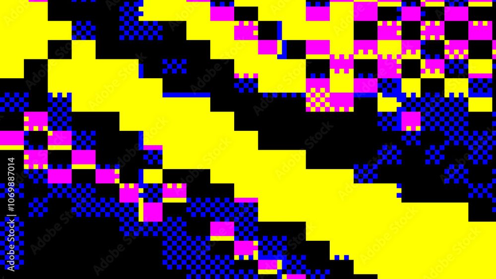 Poster abstract geometric background design elements in 80s, 90s, y2k, 2000s lo-fi retro 8-bit pixel retro 