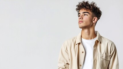 Obraz premium Young Man Showcasing His Casual Style Confidently